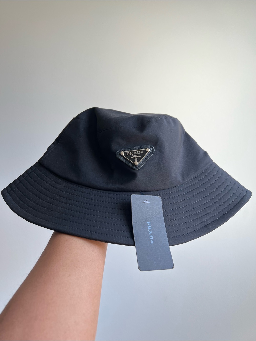 Prada Re-Nylon Triangle Logo Bucket Hat XS 56cm NWT
